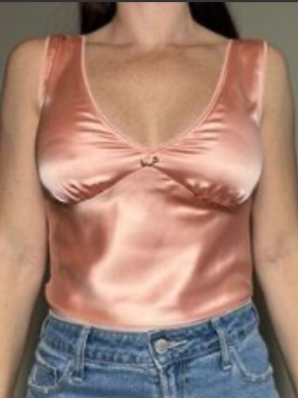 Wild Fable Satin Rosette Tank Top, Peach Orange - Size: Large